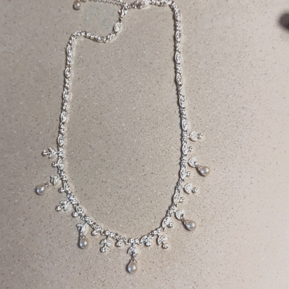 Faux pearl bridal necklace and earrings